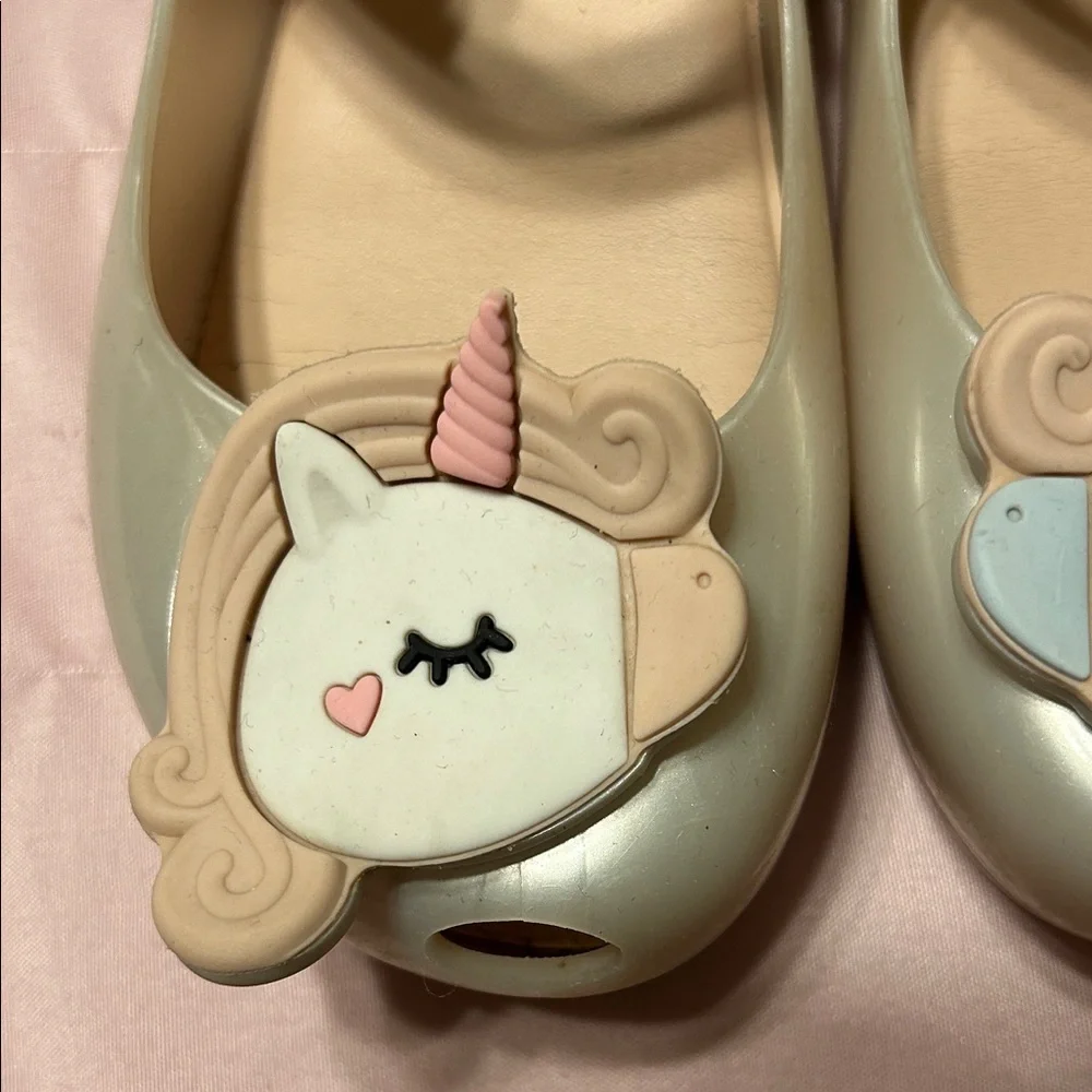 Mini Melissa Cream Unicorn Shoes size 12 GUC